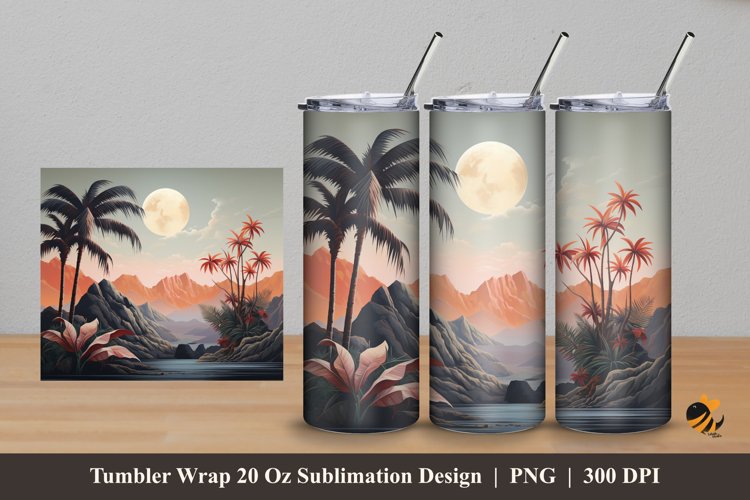 Ancient Panoramic Tumbler Wrap Sublimation Design 5 example image 1