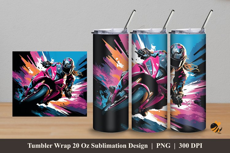 Racing Bike Tumbler Wrap Sublimation Design 5