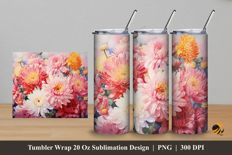 Blooming Love Tumbler Wrap Sublimation Design 5