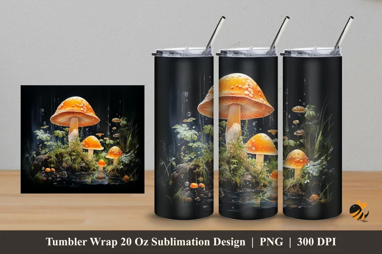 Mushroom Craft Tumbler Wrap Sublimation Design 5
