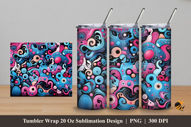 Pastel Bacterial Tumbler Wrap Sublimation Design 5
