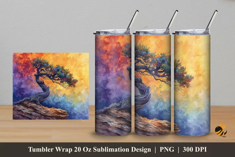 Abstract Tree Tumbler Wrap Sublimation Design 5