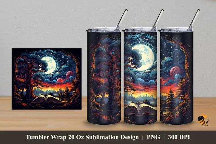 Magic Book Tumbler Wrap Sublimation Design 5