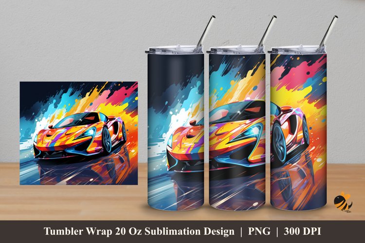 Colorful Car Tumbler Wrap Sublimation Design 5