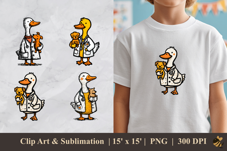 Cute Vet Duck DTF Sublimation Clipart Design