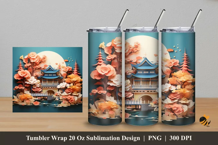 Beauty Minka House Tumbler Wrap Sublimation Design 5