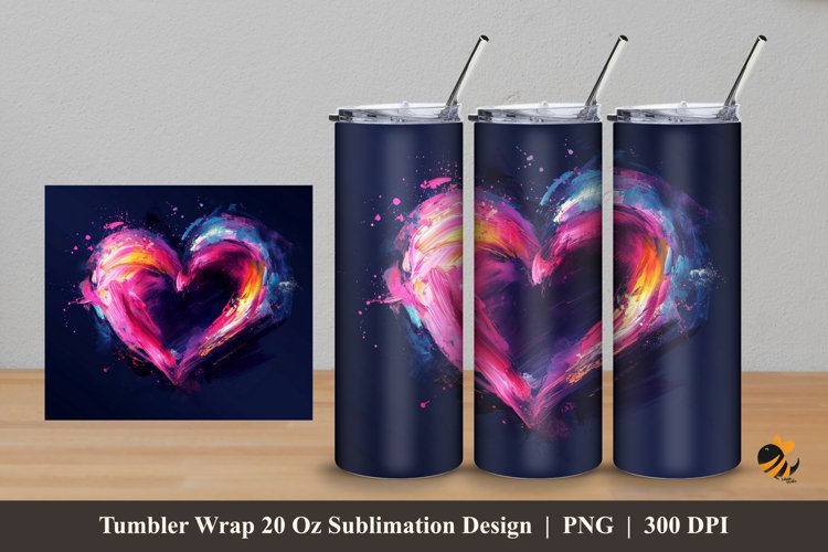 Brush Love Tumbler Wrap Sublimation Design 5 example image 1