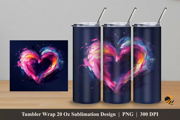 Brush Love Tumbler Wrap Sublimation Design 5