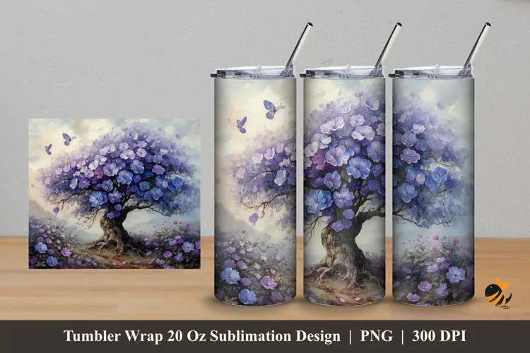Blue of Love Tumbler Wrap Sublimation Design 5