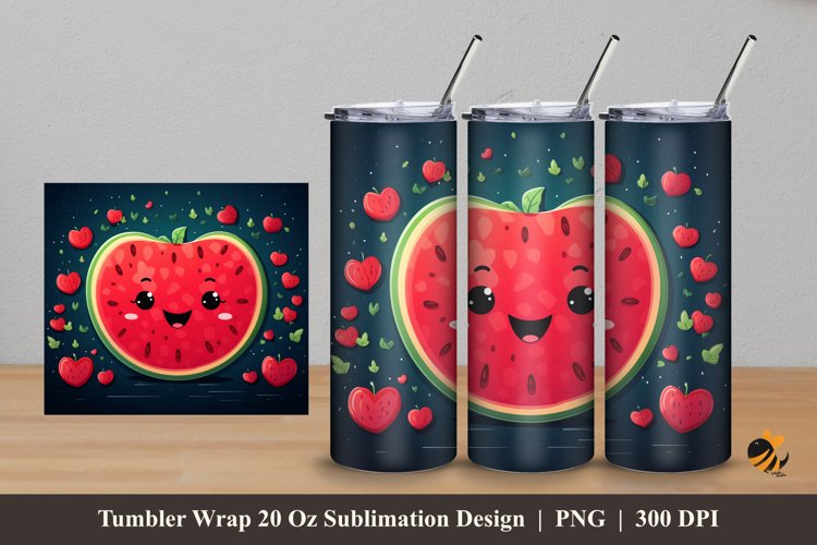 Cute Watermelon Tumbler Wrap Sublimation Design 5