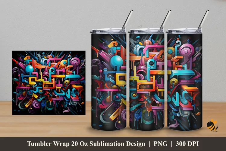 Tech Graffiti Tumbler Wrap Sublimation Design 5