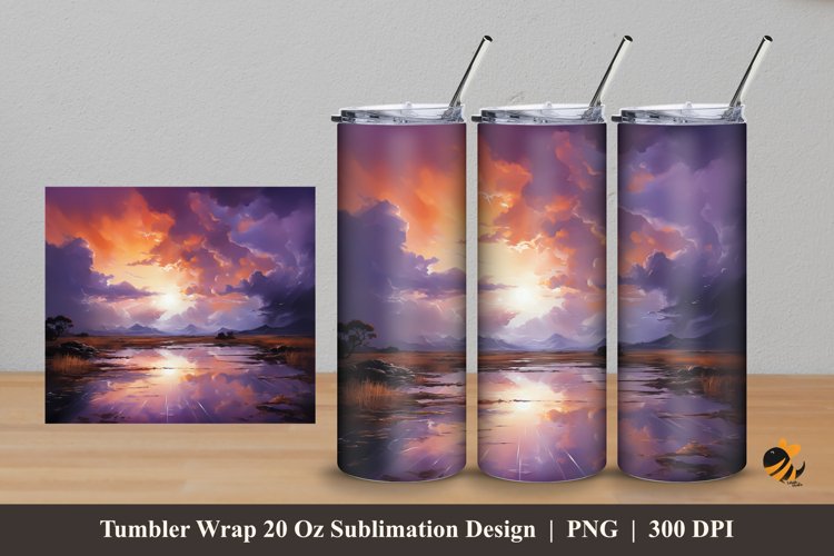 Evening View Tumbler Wrap Sublimation Design 5 example image 1