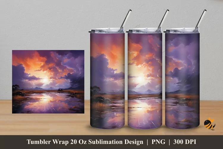 Evening View Tumbler Wrap Sublimation Design 5