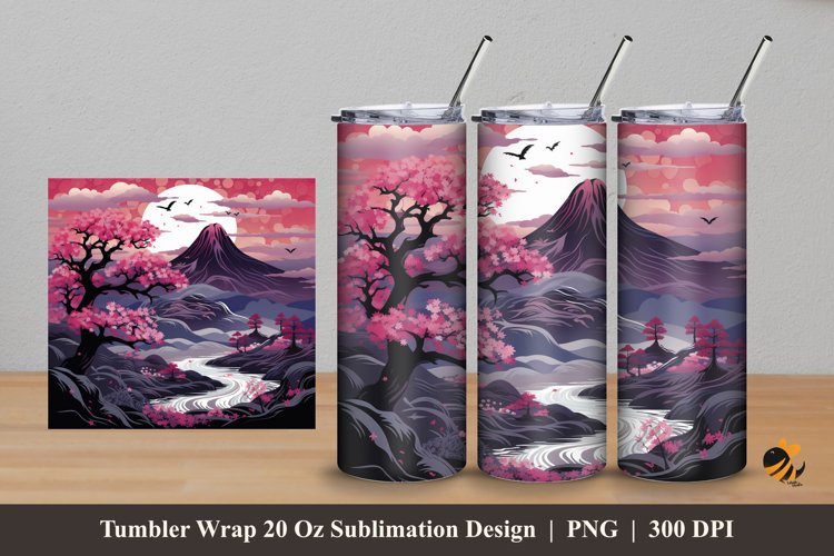 3d Nature Bougainvillea Tumbler Wrap Sublimation Design 5
