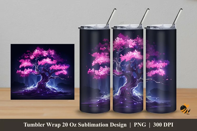 Sakura Light Tumbler Wrap Sublimation Design 5
