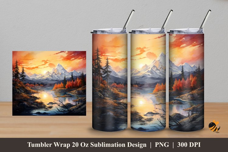 Sunset Peak Tumbler Wrap Sublimation Design 5