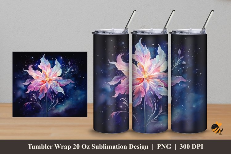 Misty Night Flower Tumbler Wrap Sublimation Design 5 example image 1