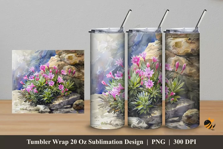 Flower At Nature Tumbler Wrap Sublimation Design 5