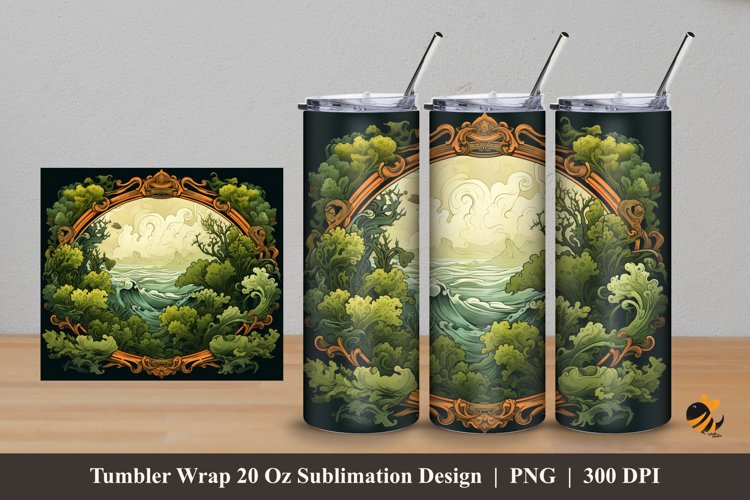 Retro Moss Tumbler Wrap Sublimation Design 5 example image 1
