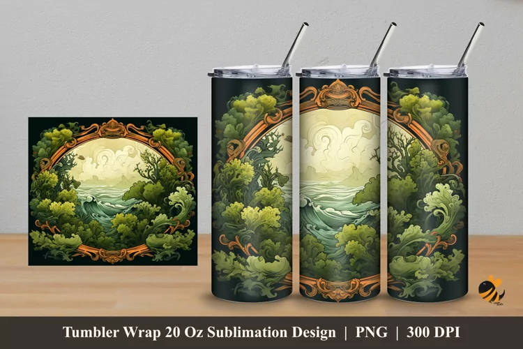 Retro Moss Tumbler Wrap Sublimation Design 5