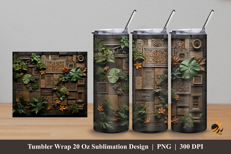 Bali Texture Tumbler Wrap Sublimation Design 5 example image 1