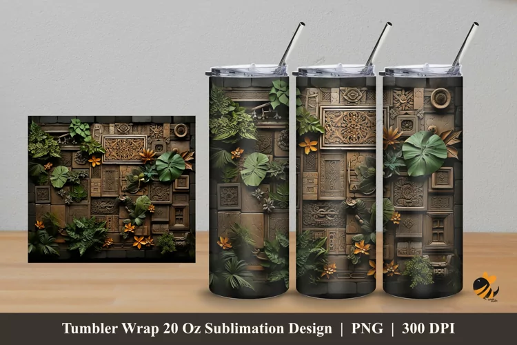 Bali Texture Tumbler Wrap Sublimation Design 5