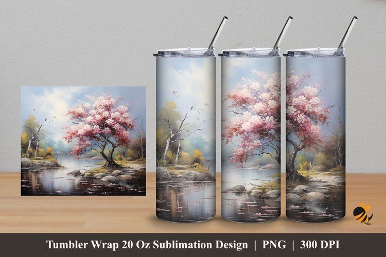 Nature's Bloom Tumbler Wrap Sublimation Design 5 example image 1