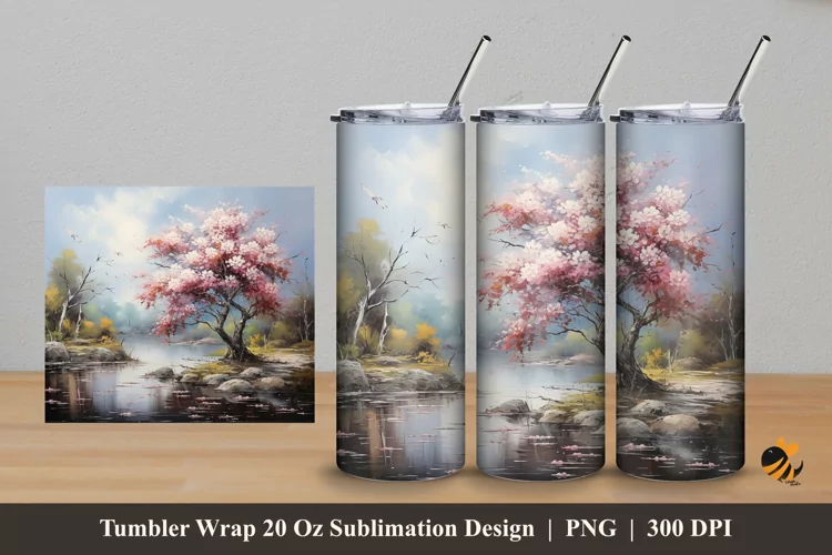 Nature's Bloom Tumbler Wrap Sublimation Design 5