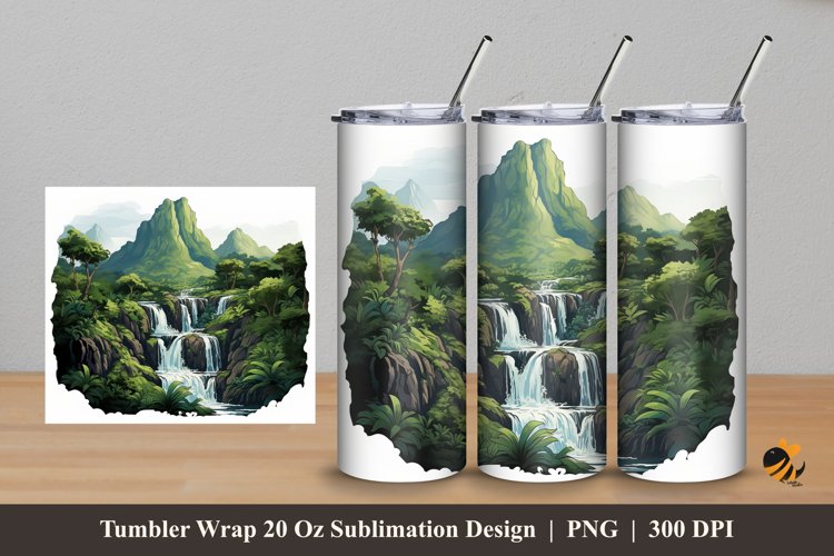 Tropical Island Tumbler Wrap Sublimation Design 5