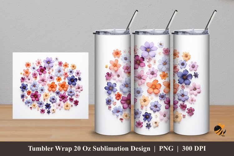 Floral Style Tumbler Wrap Sublimation Design 5 example image 1