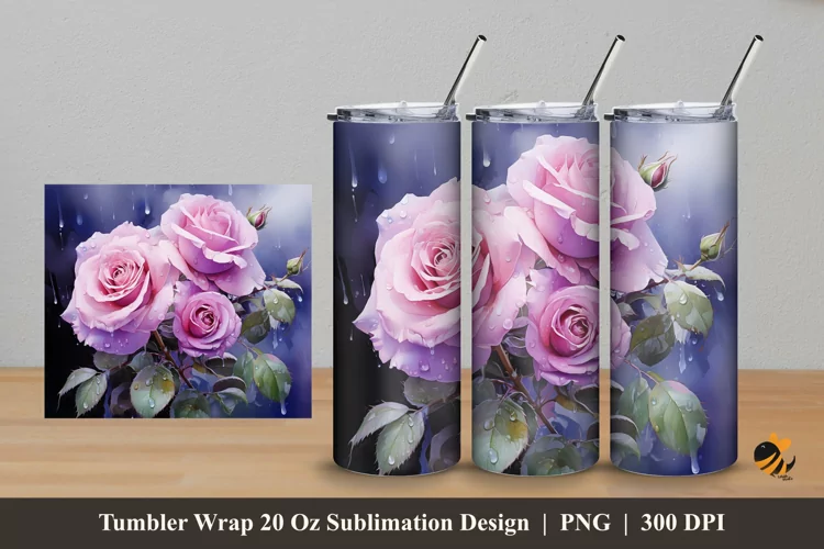 Plummy Blooms Tumbler Wrap Sublimation Design 5