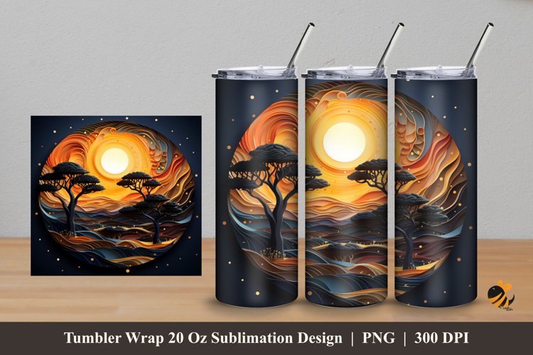 3D Nature Night Tumbler Wrap Sublimation Design 5