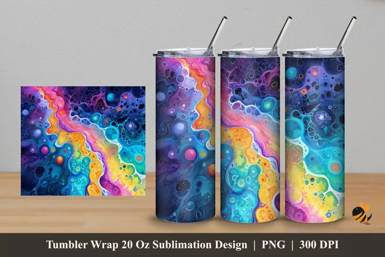 Watercolor Microbe Tumbler Wrap Sublimation Design 5