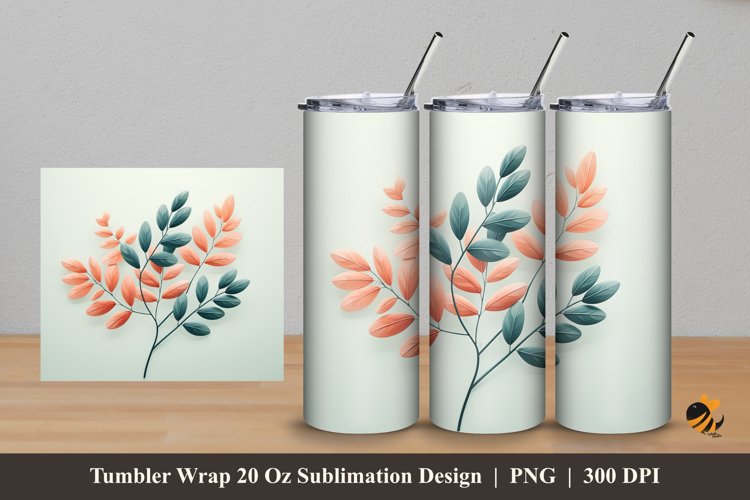 Flat Twigs Tumbler Wrap Sublimation Design 5 example image 1