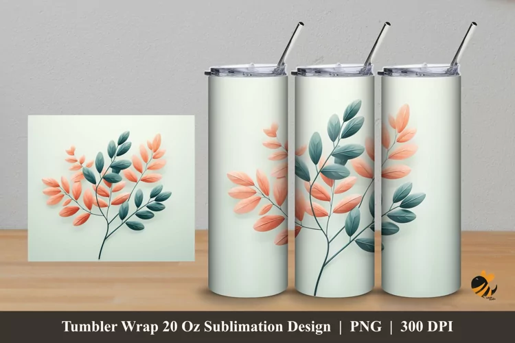 Flat Twigs Tumbler Wrap Sublimation Design 5