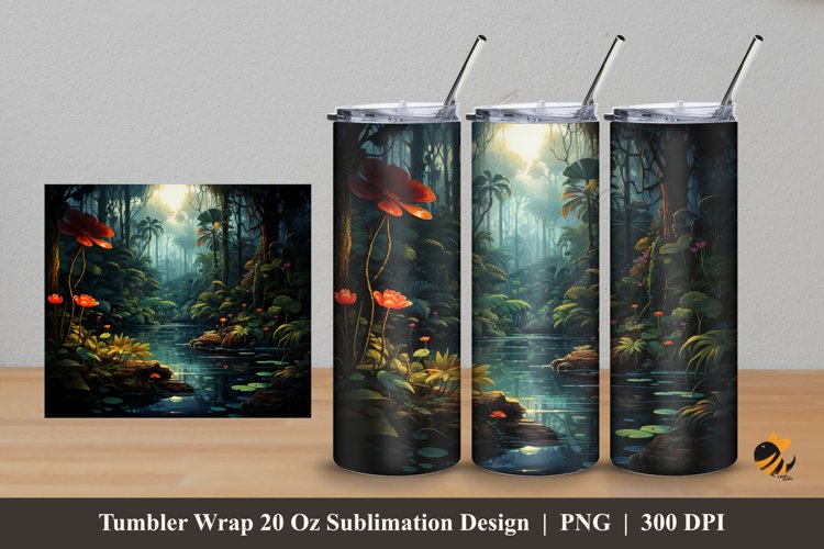 Rain Forest Tumbler Wrap Sublimation Design 5