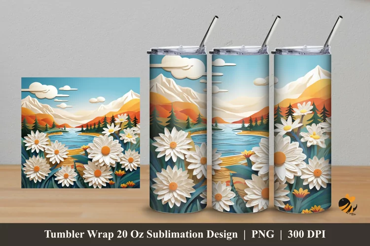 3d Nature Spring Tumbler Wrap Sublimation Design 5