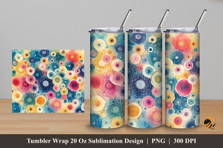Watercolor Cells Tumbler Wrap Sublimation Design 5 example image 1