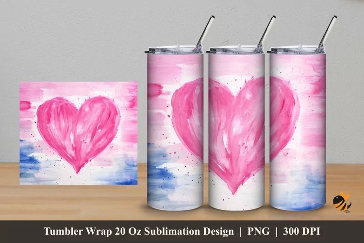Sweet Pink Love Tumbler Wrap Sublimation Design 5