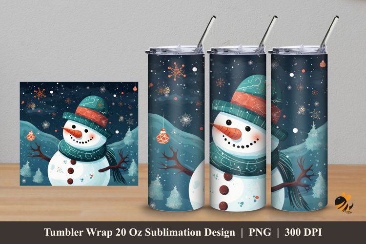 Scandinavian Snowman Tumbler Wrap Sublimation Design 5