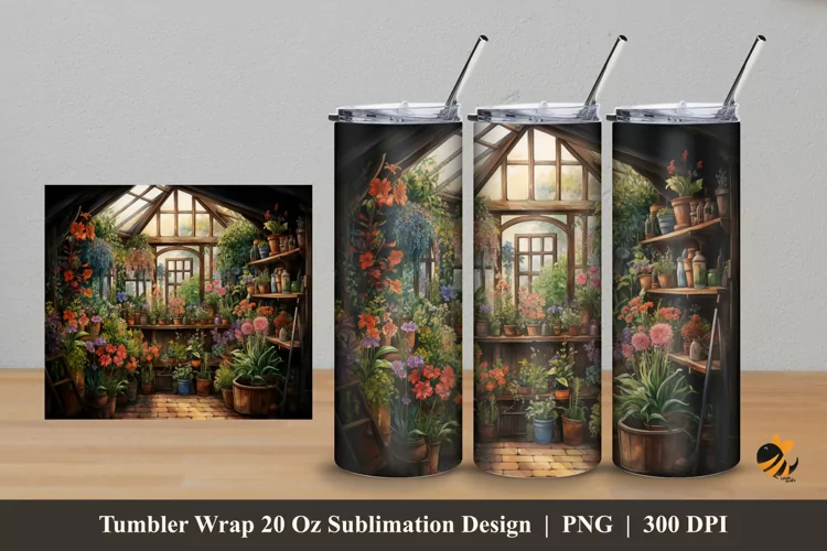 Inside Green House Tumbler Wrap Sublimation Design 5