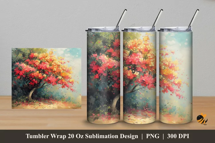 Beautiful Bushes Tumbler Wrap Sublimation Design 5