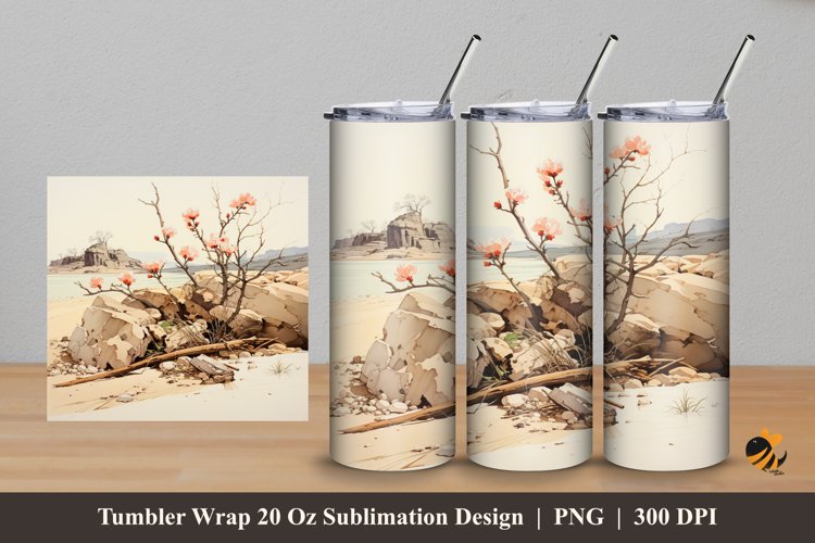 Autumn Wild Flower Tumbler Wrap Sublimation Design 5 example image 1