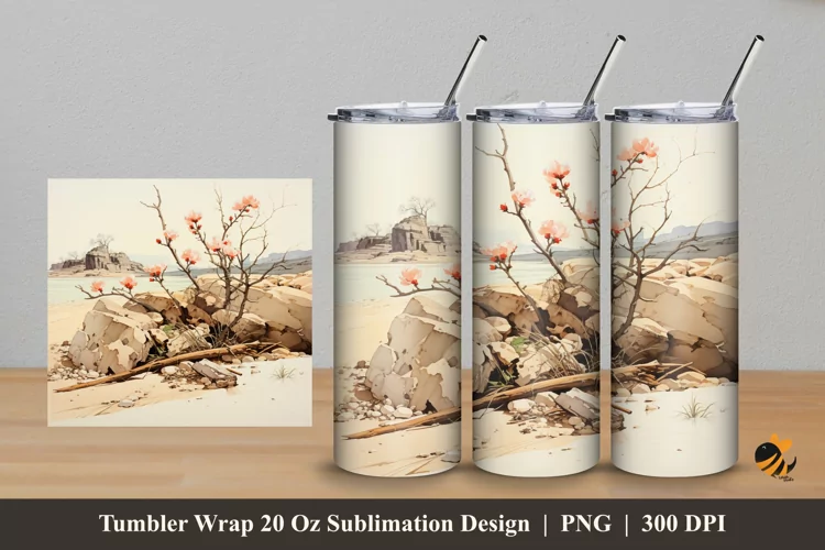 Autumn Wild Flower Tumbler Wrap Sublimation Design 5