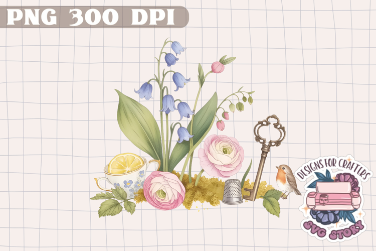 Watercolor Delicate Cottage core Summer Clipart PNG