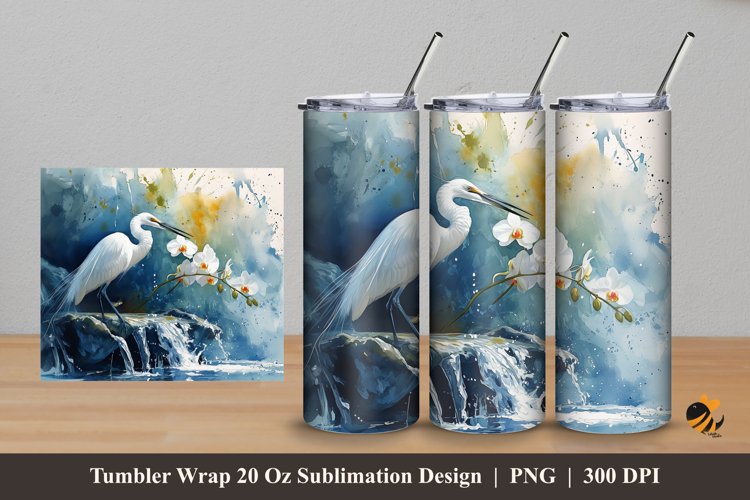 Stork Nature Tumbler Wrap Sublimation Design 5