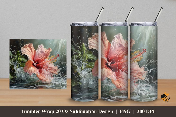 Lily Splash Tumbler Wrap Sublimation Design 5 example image 1