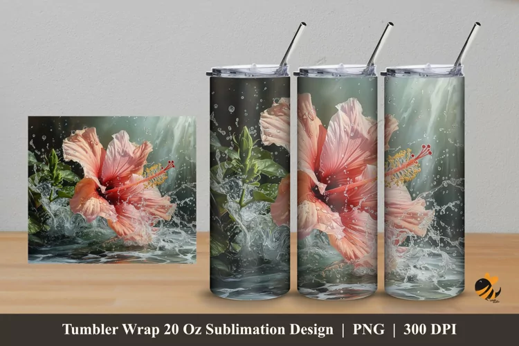 Lily Splash Tumbler Wrap Sublimation Design 5