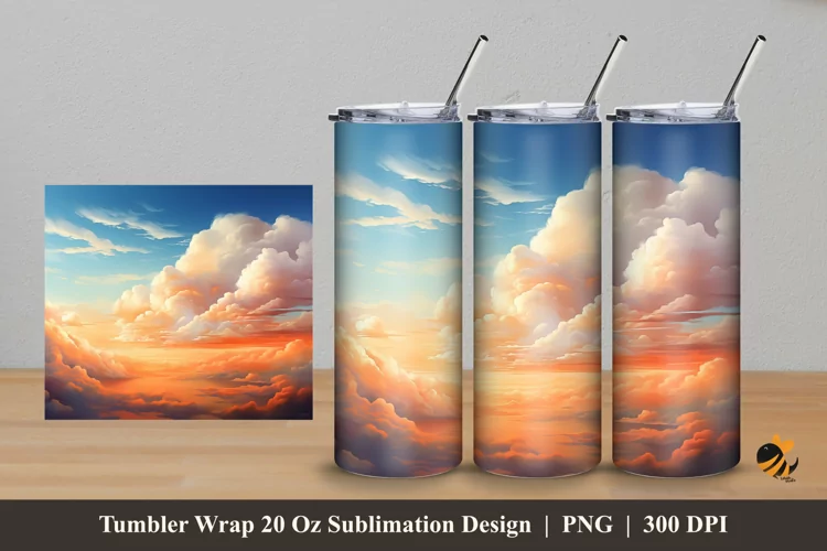 Afternoon Sky Tumbler Wrap Sublimation Design 5