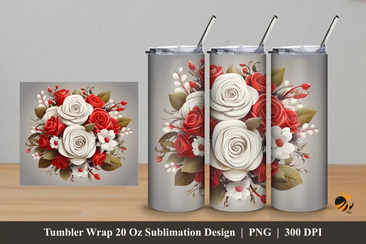 Bounty Flower Tumbler Wrap Sublimation Design 5